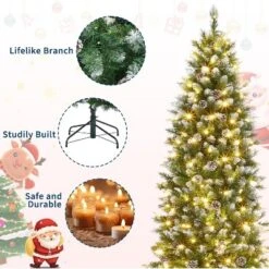 6ft/7.5ft/9ft/12ft Pre-Lit Pencil Christmas Tree With Dual-Color Lights, Slim Artificial Indoor Outdoor Xmas Tree For Home & Apartment -Northlight Sale GUEST 00c0cc0f 7b89 4467 9c52 2ddf6d1914c1