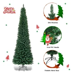 Costway 5'/6'/7'/8' /9' PVC Artificial Pencil Christmas Tree Slim Green -Northlight Sale GUEST 03a21ac2 9861 4123 b37b 2425794a0c14