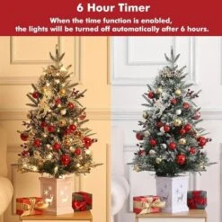 3FT Small Pre-Lit Artificial Christmas Tree With 78 LED Lights, Snow Flocked Xmas Tree With Red Berries, Pine Cones, Timer/Battery-Operated Base 13 3FT Small Pre-Lit Artificial Christmas Tree With 78 LED Lights, Snow Flocked Xmas Tree With Red Berries, Pine Cones, Timer/Battery-Operated Base -Northlight Sale GUEST 04c30e52 ad08 4161 a82f 73281bf52aa3