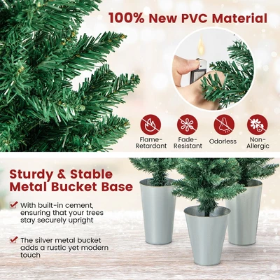 Costway Potted Artificial Christmas Tree Set Of 3 With 3/4/5 FT Faux Slim Pencil Trees 7 Costway Potted Artificial Christmas Tree Set Of 3 With 3/4/5 FT Faux Slim Pencil Trees - Image 5