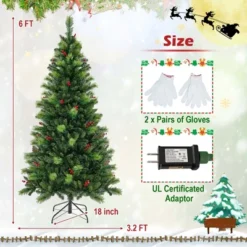Costway 6FT/7FT/8FT Pre-Lit Artificial Christmas Tree 9 Lighting Modes With 300/400/500 LED Lights & Timer -Northlight Sale GUEST 06c0ba21 5104 44ad b9fe ea566248d930