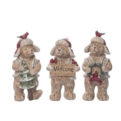 Transpac Resin Forest Holiday Bear Figurine Set Of 3 - Charming Christmas Decorative Objects For Festive Home Decor 3 Transpac Resin Forest Holiday Bear Figurine Set Of 3 - Charming Christmas Decorative Objects For Festive Home Decor