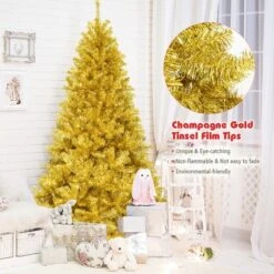 Costway 7.5Ft Hinged Unlit Artificial Tinsel Christmas Tree Holiday,Silver ,Gold 19 Costway 7.5Ft Hinged Unlit Artificial Tinsel Christmas Tree Holiday,Silver ,Gold -Northlight Sale GUEST 097e5a85 b16e 42e0 b025 968111599f46