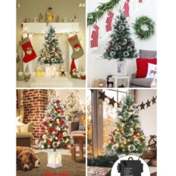 3FT Pre Lit Premium Potted Flocked Arctic Fir Christmas Tree , Artificial Mini Pre Lit Xmas Tree Christmas Decoration Snowman White Base -Northlight Sale GUEST 0a96b27f 403e 46fd 96c7 13f2a4ede654