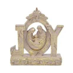 Transpac Resin Gold Joy Holy Family Nativity Scene Figurines Christmas Tabletop Decor Indoor Unique Holiday Gift