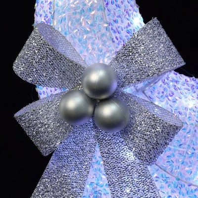 LuxenHome 2-Piece White Reindeer And Sleigh With Silver Bow And Ornaments Outdoor Holiday Decoration With Lights White, Multi, Silver, Brown 12 LuxenHome 2-Piece White Reindeer And Sleigh With Silver Bow And Ornaments Outdoor Holiday Decoration With Lights White, Multi, Silver, Brown - Image 10