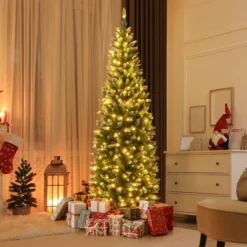 Costway 6FT/9FT Pre-Lit Christmas Tree Hinged Slim Pencil Xmas With 250/500 LED Lights -Northlight Sale GUEST 0e219ec3 5206 4538 ae69 954bd0ced314