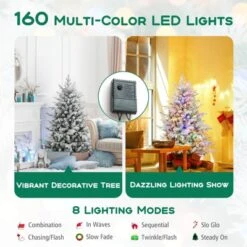 Costway 4.5/6/7 FT Flocked Christmas Tree With 8 Lighting Modes 160/260/350 Multi-Color LED Lights -Northlight Sale GUEST 0ea722fb 5e91 46ee 9e17 0919cea5f9b1