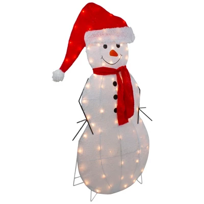 Northlight 42" Lighted 2D Chenille Snowman In Santa Hat Outdoor Christmas Decoration 5 Northlight 42" Lighted 2D Chenille Snowman In Santa Hat Outdoor Christmas Decoration - Image 3