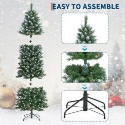 Pre-Lit Slim Christmas Tree With Warm White Lights, Pine Cones & Metal Stand — Weather-Resistant PVC Tips, 6/7.5/9/12 Ft -Northlight Sale GUEST 10aec6ef 8a11 471a 9b9b 2fa65fdae367