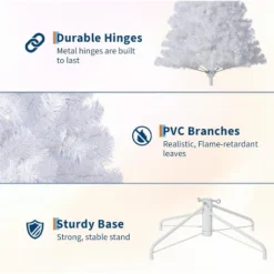 7.5FT White Pre-Lit Christmas Tree, Artificial Christmas Tree With 2 Color Lights And Foldable Metal Base, Holiday Decoration For Indoor Outdoor -Northlight Sale GUEST 10c00bf8 bc7f 43fb b6f9 518deda23b62