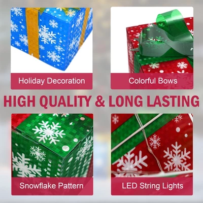 LuxenHome Set Of 3 Colored Presents Lighted Holiday Decoration Multi-Color 10 LuxenHome Set Of 3 Colored Presents Lighted Holiday Decoration Multi-Color - Image 8