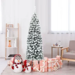 Costway 4.5/6/7.5 Ft Unlit Hinged Snow Flocked Artificial Pencil Christmas Tree With 242/500/641 Branch -Northlight Sale GUEST 13a9d6d2 23ba 4f31 84b1 3cb810dd85a7
