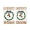 Transpac MDF Holiday Slat Decor With Bell Set Of 2 Christmas Home Decorations For Festive Wood Decor