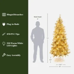 LuxenHome 7.5Ft Pre-Lit Gold Tinsel Artificial Pine Tree With Metal Stand 14 LuxenHome 7.5Ft Pre-Lit Gold Tinsel Artificial Pine Tree With Metal Stand -Northlight Sale GUEST 14b0af25 91b5 4a03 8653 7f51c1d3b02b