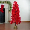 Northlight Pre-Lit Fiber Optic Color Changing Red Poinsettia Christmas Tree - 4' - Multi
