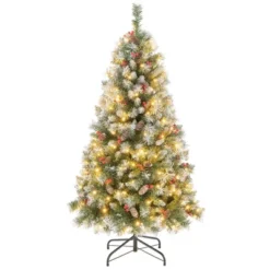 Costway 5FT/6.5FT/7.5FT Artificial Christmas Tree Hinged With 200/420/560/650 Warm LED Lights & 126/207/267/309 Red Berries -Northlight Sale GUEST 1aa3d3ac a0f3 43ec a8aa 0fba2ac7a746