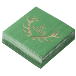 Juvale 50-Pack Green Be Merry In Gold Foil Disposable Paper Cocktail Napkins For Christmas Party Supplies -Northlight Sale GUEST 1c2d6ed7 679b 402f a46f 6f438531130a