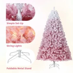 Prelit Pink Snow Flocked Christmas Tree, Warm LED Lights, Gradient Branches, Sturdy Metal Stand, Holiday Decor For Home Office Party 16 Prelit Pink Snow Flocked Christmas Tree, Warm LED Lights, Gradient Branches, Sturdy Metal Stand, Holiday Decor For Home Office Party -Northlight Sale GUEST 1d274571 c34e 4535 92ff 9cb8f32623a4