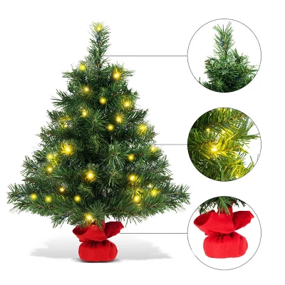 Costway 2 FT Pre-Lit Tabletop Fir Artifical Christmas Tree Led Lights 6 Costway 2 FT Pre-Lit Tabletop Fir Artifical Christmas Tree Led Lights - Image 4