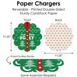Big Dot Of Happiness Ugly Sweater - Holiday And Christmas Party Paper Charger And Table Decorations - Chargerific Kit - Place Setting For 8 -Northlight Sale GUEST 1dc18c6f 04eb 4570 8fc5 e620082d7d43