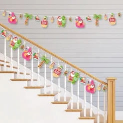 Big Dot Of Happiness Tropical Christmas - Beach Santa Holiday Party DIY Decorations - Clothespin Garland Banner - 44 Pc
