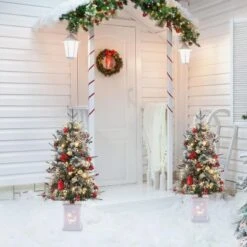 3FT Small Pre-Lit Artificial Christmas Tree With 78 LED Lights, Snow Flocked Xmas Tree With Red Berries, Pine Cones, Timer/Battery-Operated Base 14 3FT Small Pre-Lit Artificial Christmas Tree With 78 LED Lights, Snow Flocked Xmas Tree With Red Berries, Pine Cones, Timer/Battery-Operated Base -Northlight Sale GUEST 23290590 3aa2 43e0 a799 1a10465a5c96