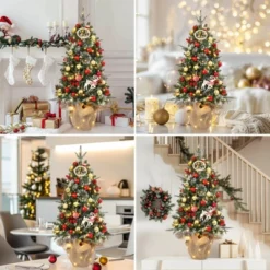 Homhougo 3FT 2-Pack Tabletop Flocked Christmas Trees With Cloth Bag Base, Small Decor For Office Or Entry -Northlight Sale GUEST 240ccf61 1118 4b6b a335 902761f8a1ec