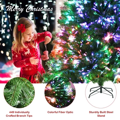 Costway 5/6/7 Ft Pre-lit Fiber Optic PVC Artificial Christmas Tree With 449/617/820 Branch Tips 9 Costway 5/6/7 Ft Pre-lit Fiber Optic PVC Artificial Christmas Tree With 449/617/820 Branch Tips - Image 7