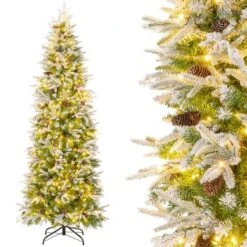 Costway 6/7.5/9 FT Flocked Christmas Tree With 671/913/1310 PE PVC Branch Tips 280/350/470 Warm White LED Lights 24 Costway 6/7.5/9 FT Flocked Christmas Tree With 671/913/1310 PE PVC Branch Tips 280/350/470 Warm White LED Lights -Northlight Sale GUEST 2633fe7c 6638 4977 a0de 1fae052ac90d