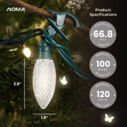 NOMA Quick Clip Durable Diamond Cut C9 LED 66' Holiday Outdoor Christmas Lights With 180 Degree Rotation And 100 Warm White Bulbs, Green (4 Pack) -Northlight Sale GUEST 26acaa52 50bf 4756 b39c db6129f49174