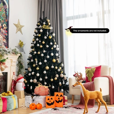 Costway 6ft Pre-lit PVC Christmas Halloween Tree Black W/ 250 Purple LED Lights 6 Costway 6ft Pre-lit PVC Christmas Halloween Tree Black W/ 250 Purple LED Lights - Image 4