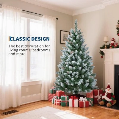 4.5/6/7.5/9ft Pre-Lit Artificial Christmas Tree With Pinecones, Warm White Lights, Hinged Branches, PVC Fir Tips, Easy Assembly 4 4.5/6/7.5/9ft Pre-Lit Artificial Christmas Tree With Pinecones, Warm White Lights, Hinged Branches, PVC Fir Tips, Easy Assembly - Image 2