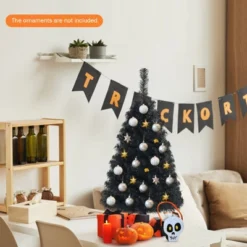 Tangkula 3 Ft Black Artificial Tree Unlit Halloween And Christmas Decoration Tree Compact Festival Party Supplies Black/Pink -Northlight Sale GUEST 28a88b45 e78f 4510 aeae f1250ee63aab