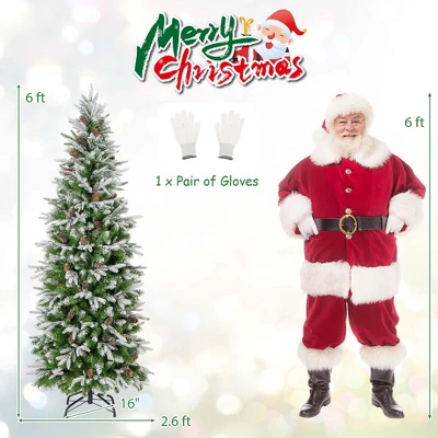 Costway 6/7.5/9 FT Flocked Christmas Tree With 671/913/1310 PE PVC Branch Tips 280/350/470 Warm White LED Lights 4 Costway 6/7.5/9 FT Flocked Christmas Tree With 671/913/1310 PE PVC Branch Tips 280/350/470 Warm White LED Lights - Image 2