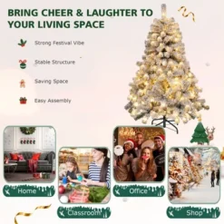 Costway 4.5ft Pre-Lit Premium Snow Flocked Hinged Artificial Christmas Tree W/150 Lights -Northlight Sale GUEST 29815f48 d4ba 471f a324 9be270a4f128