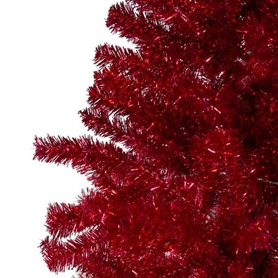 Northlight 6' Metallic Red Tinsel Artificial Christmas Tree - Unlit 5 Northlight 6' Metallic Red Tinsel Artificial Christmas Tree - Unlit - Image 3