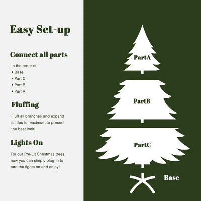 LuxenHome 6.5Ft Pre-Lit Green Cypress Artificial Christmas Tree With Metal Stand 4 LuxenHome 6.5Ft Pre-Lit Green Cypress Artificial Christmas Tree With Metal Stand - Image 3