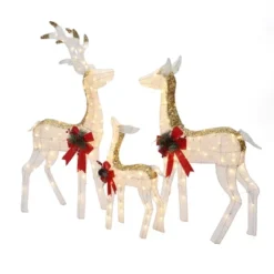 LuxenHome Lighted White & Gold Glitter Deer Family Set, Indoor/Outdoor Christmas Decoration White, Gold, Red, Green 18 LuxenHome Lighted White & Gold Glitter Deer Family Set, Indoor/Outdoor Christmas Decoration White, Gold, Red, Green -Northlight Sale GUEST 2abbe644 0031 4d6f 90c8 818c3521cd39