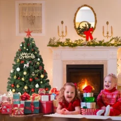 Artificial Christmas Tree, Unlit Full Classic Spruce Xmas Tree With 1450 PVC Branch Tips, Easy To Assemble With Hinge, Metal Foldable Base -Northlight Sale GUEST 2c7a8b46 f9c7 4c38 a788 00a033ad75db