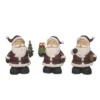 Transpac Resin Short Santa Figurines Set Of 3 Colorful Christmas Decorations For Home Tabletop And Mantel Indoor Use