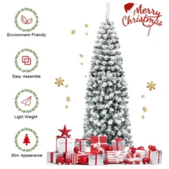 Costway 4.5/6/7.5 Ft Unlit Hinged Snow Flocked Artificial Pencil Christmas Tree With 242/500/641 Branch -Northlight Sale GUEST 2d8dcaf7 bc56 4a66 b282 c9dbfed54fb2