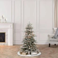 4.5ft Puleo Pre-Lit Flocked Slim Aspen Fir Artificial Christmas Tree Clear Lights: Indoor Small Flocked Fir, Metal Base -Northlight Sale GUEST 2e2c621d 6058 4505 9edc 5e6ec3a15b71