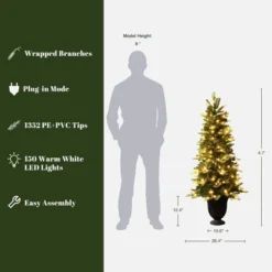 LuxenHome 4.5Ft Pre-Lit Artificial Pine Christmas Tree With Pinecones And Black Urn Planter Pot Green 14 LuxenHome 4.5Ft Pre-Lit Artificial Pine Christmas Tree With Pinecones And Black Urn Planter Pot Green -Northlight Sale GUEST 313441f8 944e 4146 a13f 412182a6647f