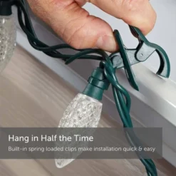 NOMA Quick Clip Durable Diamond Cut C9 LED 66' Holiday Outdoor Christmas Lights With 180 Degree Rotation And 100 Warm White Bulbs, Green (4 Pack) -Northlight Sale GUEST 31550834 db11 4d70 afa3 7f755f2ddb2f