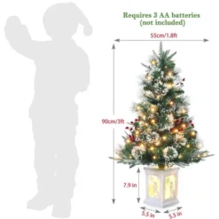 3FT Pre Lit Premium Potted Flocked Arctic Fir Christmas Tree , Artificial Mini Pre Lit Xmas Tree Christmas Decoration Snowman White Base -Northlight Sale GUEST 324cb493 5fba 4b13 b485 cf865d6935f3