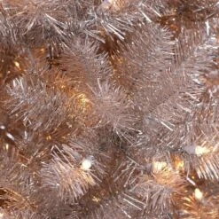 Puleo 6.5ft Pre-Lit Rose Gold Tinsel Artificial Christmas Tree: 300 Clear LED Lights, Hinged Branches, Metal Base, Indoor Use -Northlight Sale GUEST 351345bd 47f3 4d36 a4b7 2369e8862d80