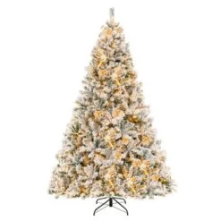 Costway 6 FT/7FT/8FT Pre-Lit Christmas Tree 3-Minute Quick Shape Flocked Decor With 300/450/600 LED Lights -Northlight Sale GUEST 35cfb05c 474c 4274 ab43 7113f8cc0757