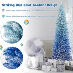 Costway 6/7 FT Blue Gradient Snow Flocked Artificial Christmas Tree With 435/725 Lush Branch Tips 18 Costway 6/7 FT Blue Gradient Snow Flocked Artificial Christmas Tree With 435/725 Lush Branch Tips -Northlight Sale GUEST 37abaa39 7fe6 4111 9702 ccf0220c4757