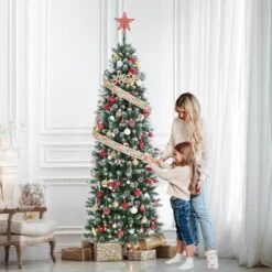 6ft/7.5ft/9ft/12ft Pre-Lit Pencil Christmas Tree With Dual-Color Lights, Slim Artificial Indoor Outdoor Xmas Tree For Home & Apartment -Northlight Sale GUEST 37ec1aa9 576f 40f8 af81 58a165e54443